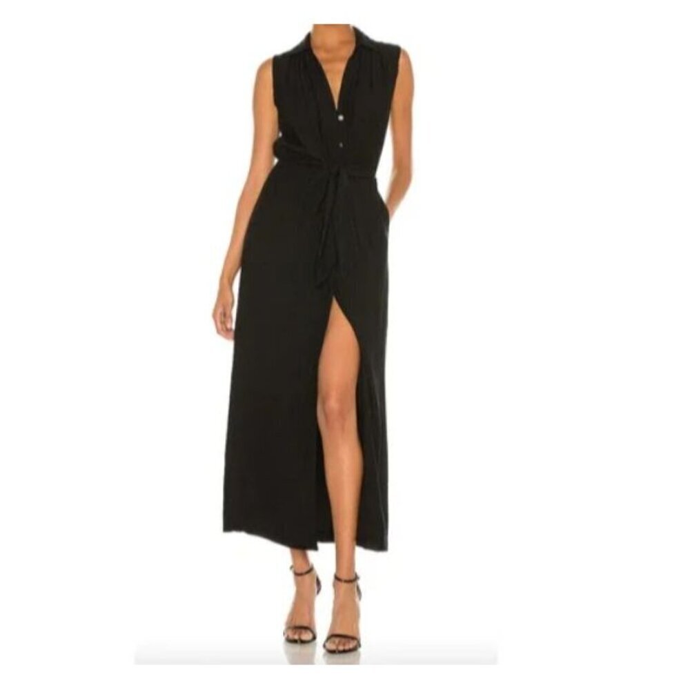 Brochu Walker Women's Madsen Maxi Dress Black Sleeveless Tie Waist Gauzy Size S - Picture 11 of 11